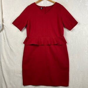 Talbots Red Peplum Dress Women’s 16 Ponte knit